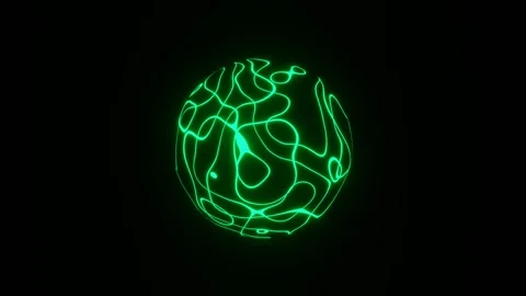 Glowing Neon Green Fluid Sphere Loop on Black Stock Footage 345677419