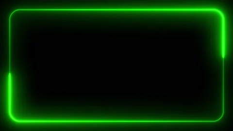 Glowing neon green frame on an isolated black background. Stock Footage 132382020