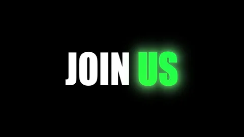 Glowing Neon Green Join Us Text Animation Modern Bold Lettering Overlay 動画素材 337192387