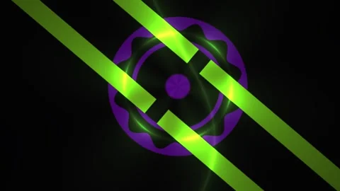 Glowing neon green lines intersect purple circle. Stock Footage 335360065