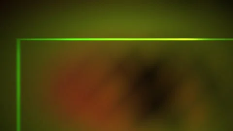 Glowing neon green rectangle frame on dark background with red and black spot Video stock 337512100