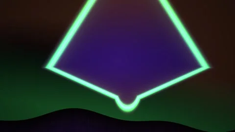 Glowing neon green triangle shape on dark background. Stock Footage 337512404