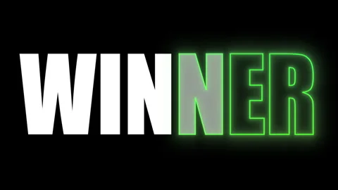 Glowing Neon Green Winner Text Animation Modern Bold Lettering Overlay Stock Footage 337193431