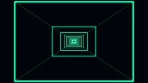 Glowing neon green wireframe tunnel on black background 動画素材 337038767