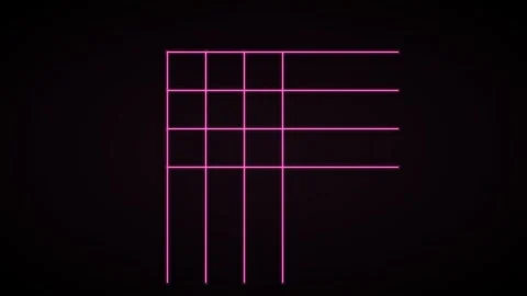 Glowing neon grid drawing on a black background, pink neon 動画素材 342596256