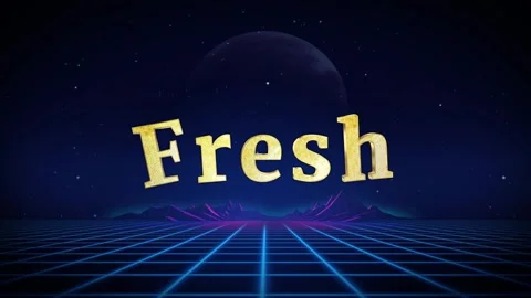 Glowing neon grid with 'fresh' text in gold Stock Footage 337327237