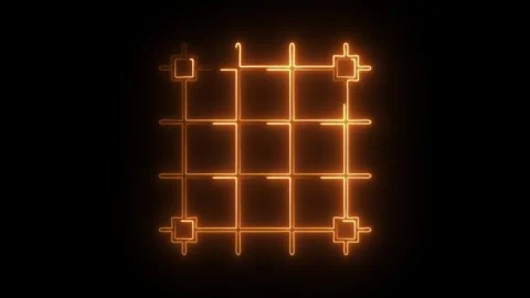 Glowing neon grid icon isolated on black background. HD Video motion graphi.. Video stock 304535172