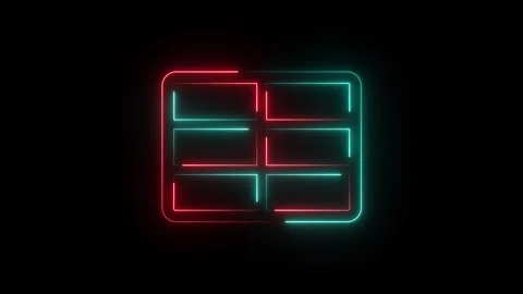 Glowing neon grid icon with red and blue light lines Stock Footage 345549003