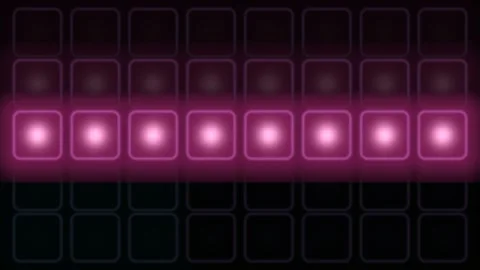 Glowing neon grid lights pulsing in sequence Stock Footage 340179994