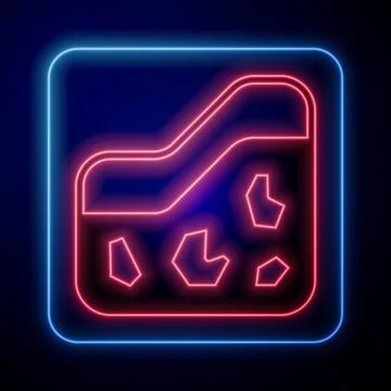 Glowing neon Ground icon isolated on black background. Vector Stock Illustration