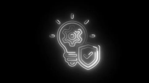Glowing neon guarding icon isolated on black background. HD Video motion gr.. Stock Footage 304123104