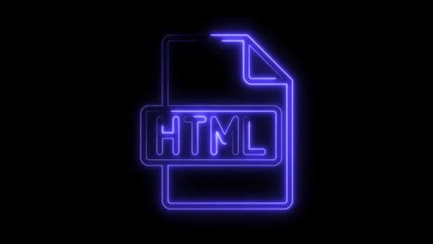 Glowing Neon H T M L File Icon Isolated on Black Background Futuristic Digi.. Stock Footage 314553172