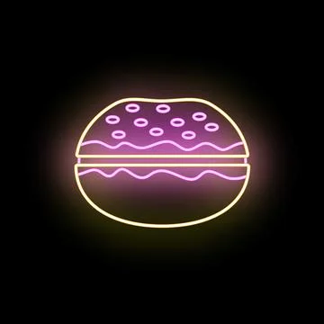 Glowing neon hamburger icon for fast food advertising Illustrazione stock