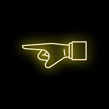 Glowing neon hand pointing left directional sign Stock Illustration