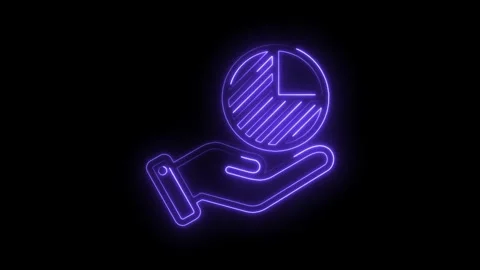 Glowing neon hand presenting pie chart data visualization for business stat.. Stock Footage 346006938