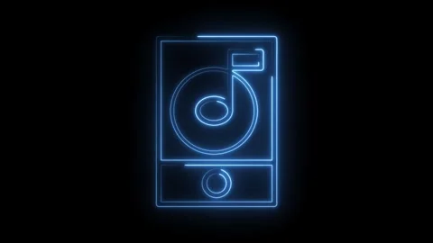 Glowing neon hard disk drive animation on dark background data storage concept Stock Footage 322957499