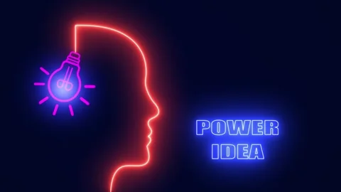 Glowing Neon Head Powerful Vision Idea Stock Footage 328390593