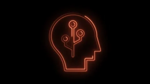 Glowing neon head symbolizing artificial intelligence innovation brain Stock Footage 322983438