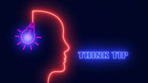 Glowing Neon Head Think Tip Idea Stock Footage 328390606
