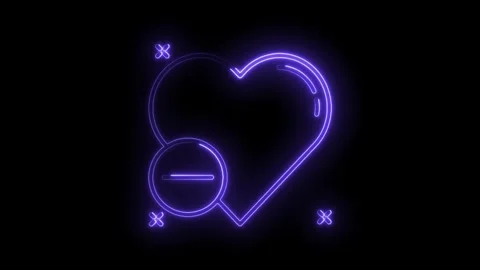 Glowing neon heart with delete or remove sign on black background animation Stock Footage 315960278