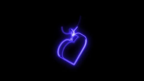 Glowing neon heart icon with a subtle loop and string element isolated on a.. Stock Footage 314706182
