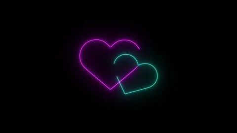 Glowing neon heart shape concept animation. Neon pink and cyan outline repr.. Stock-Footage 335299113