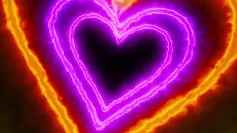 Glowing Neon Heart Tunnel Loop  Collapsing Inward Abstract Background Video stock 332562471