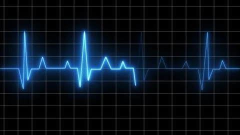 Glowing neon heartbeat plus animation. Cardiogram heartbeat icon animated video Stock Footage 307959332