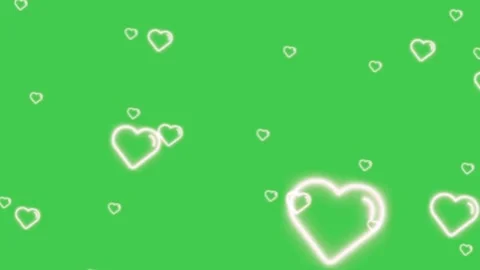 Glowing Neon Hearts Green Screen Overlay Stock-Footage 344730374