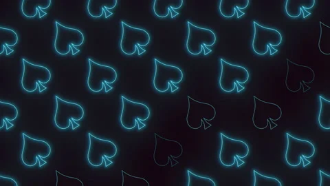 Glowing neon hearts pattern on black background Stockbeeldmateriaal 315109141