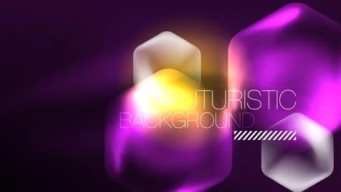 Glowing neon hexagons in dark space. Digital technology cyberspace hi-tech Stock Illustration