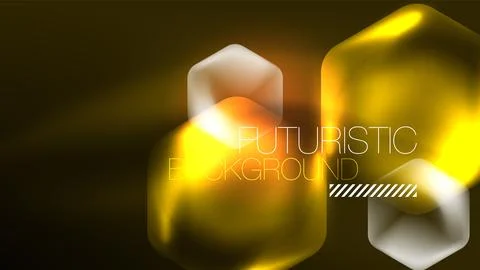 Glowing neon hexagons in dark space. Digital technology cyberspace hi-tech Stock Illustration