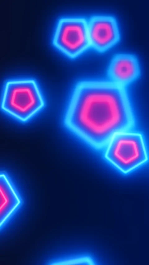Glowing Neon Hexagons Vertical Video Background Loop Stock Footage 212390630