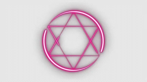 Glowing Neon Hexagram with Circle Stock Footage 197375293