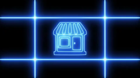Glowing neon home icon isolated animated video Stock Footage 312929100