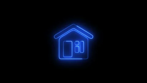 Glowing neon home icon isolated animated video Stock Footage 312929112