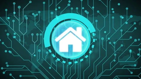 Glowing neon home security icon isolated on black background. Simple home i.. Stock Footage 327757887