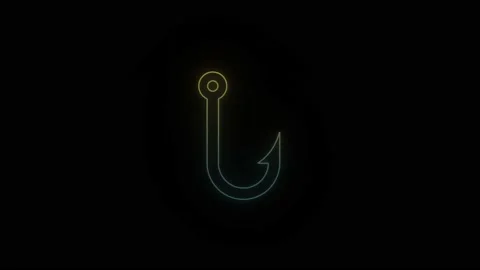 Glowing neon hook icon on black background. Stock Footage 194965990