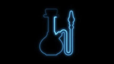 Glowing neon hookah icon isolated on black background. HD Video motion grap.. Stock Footage 304168829