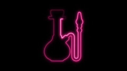 Glowing neon hookah icon isolated on black background. HD Video motion grap.. Stock Footage 304168833