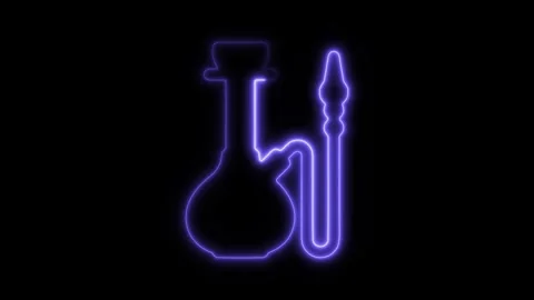 Glowing neon hookah icon isolated on black background. HD Video motion grap.. Stock Footage 304168835