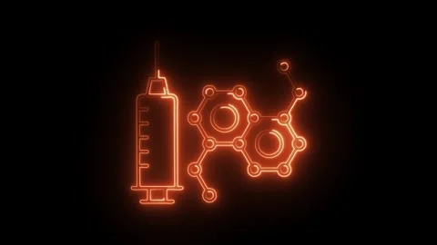Glowing neon hormone therapy icon isolated on black background. HD Video mo.. Stock Footage 304237634