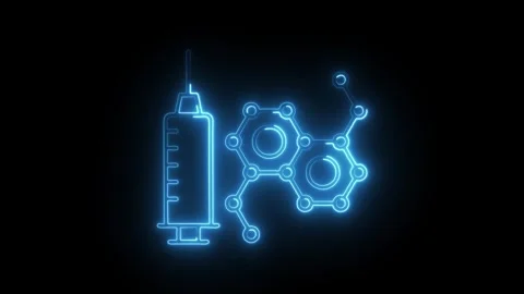 Glowing neon hormone therapy icon isolated on black background. HD Video mo.. Stock Footage 304237635