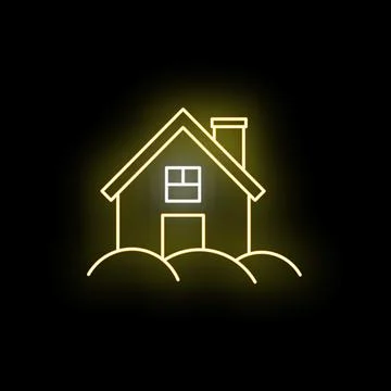 Glowing neon house icon representing home and real estate Stock Illustration