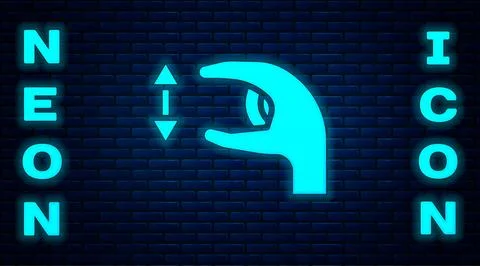Glowing neon Human standing and showing the size of something with his hands  Stock Illustration