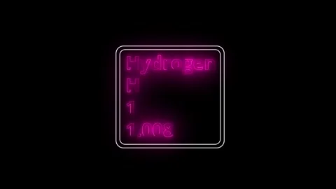 Glowing neon Hydrogen element animation. Neon pink hydrogen element animate.. Stock Footage 340179415