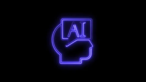 Glowing Neon A I Brain Icon Abstract Technology Concept Isolated Purple Lig.. Stock Footage 315656089