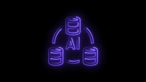 Glowing neon A I data server network icon with transparent background futur.. Stock Footage 314551919