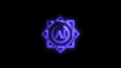 Glowing Neon A I Icon Abstract Geometric Shape Isolated Black Background Fu.. Stock Footage 315655607