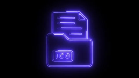 Glowing neon ico file icon isolated on black background. HD Video motion gr.. Stock Footage 304536365